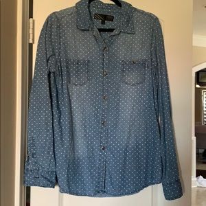 Vans denim white polkadot button down